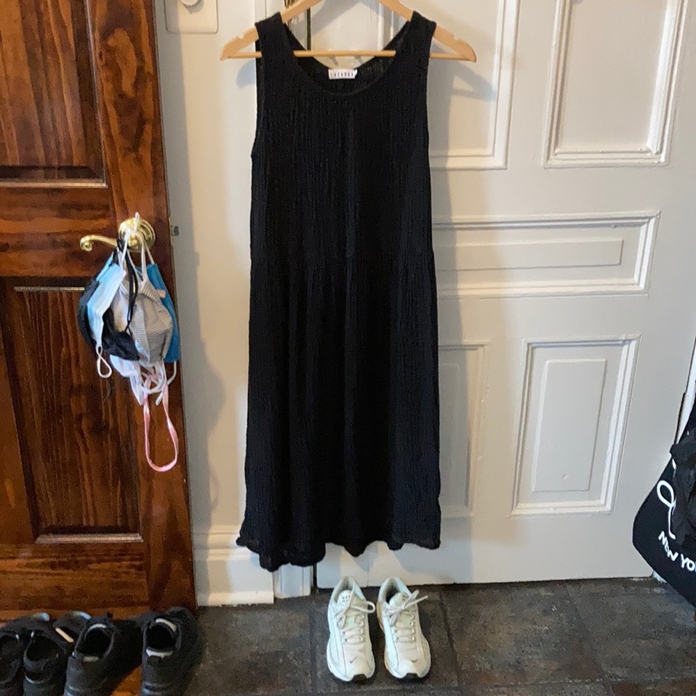 Lacausa Black Linen Dress midi